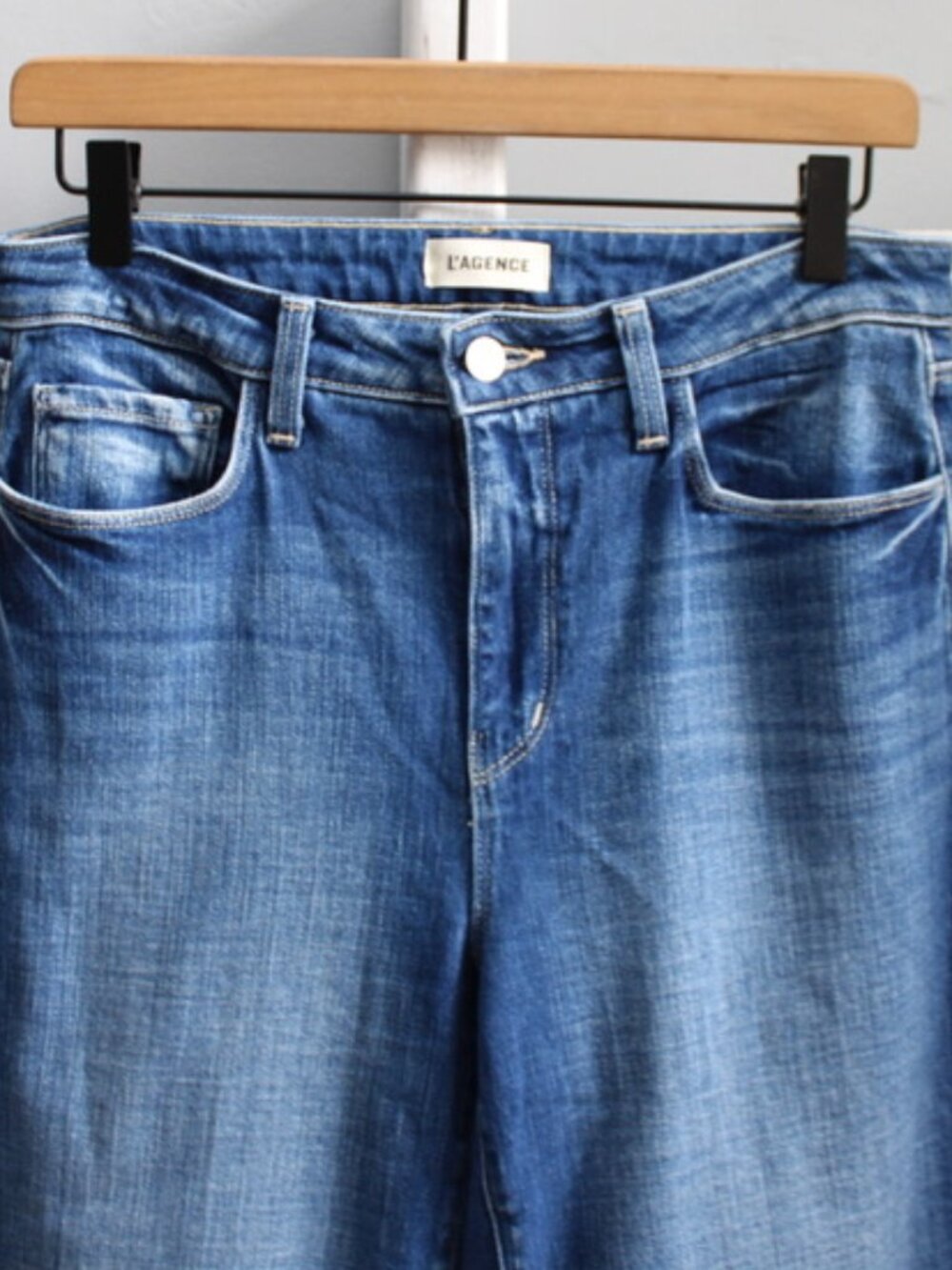 L'agence Scottie Wide Leg High Rise Jeans in Hasting Blue Size 28 - Picture 4 of 9